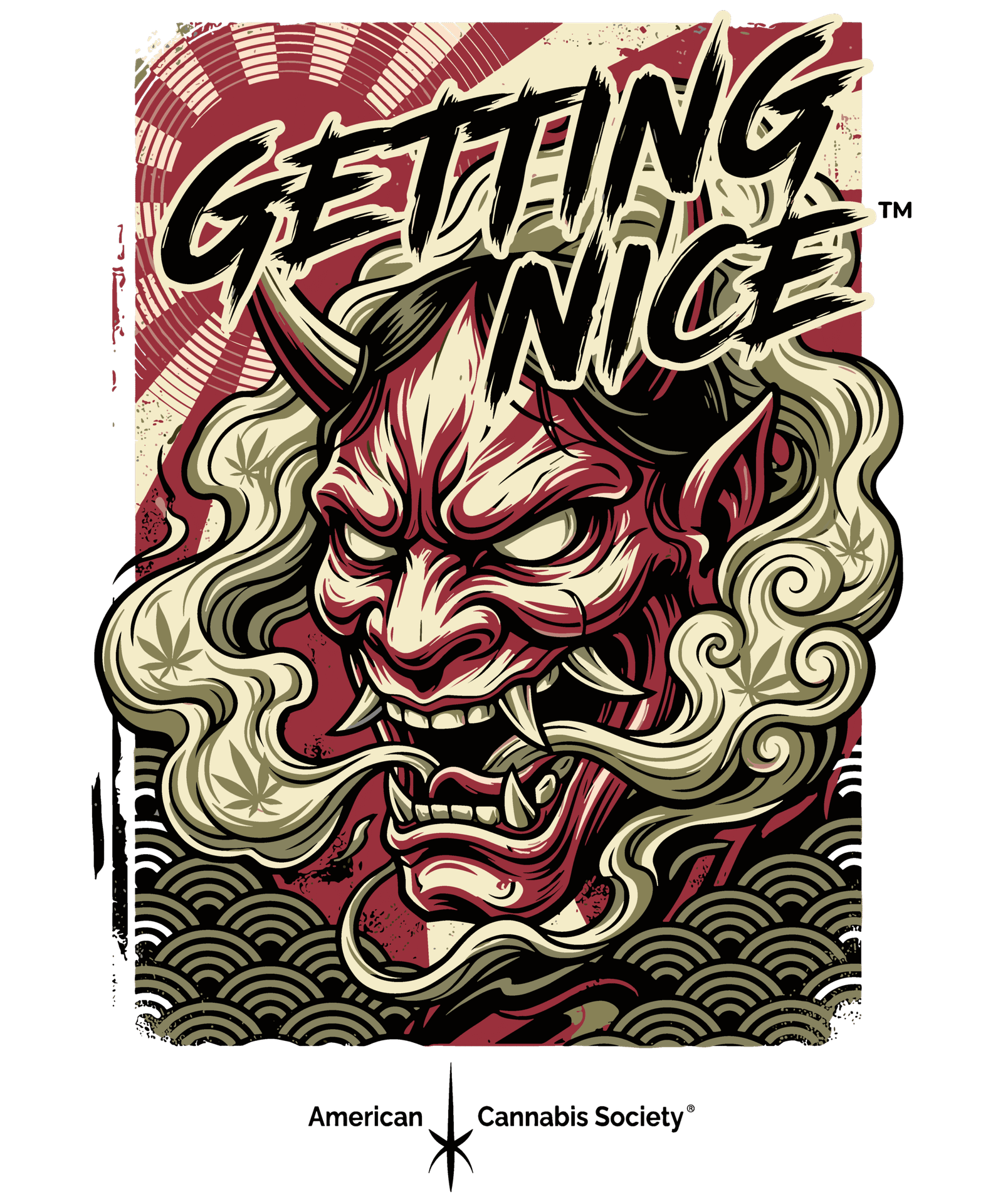 Getting Nice hannya mask design representing GreenRX hemp THC products now on DoorDash