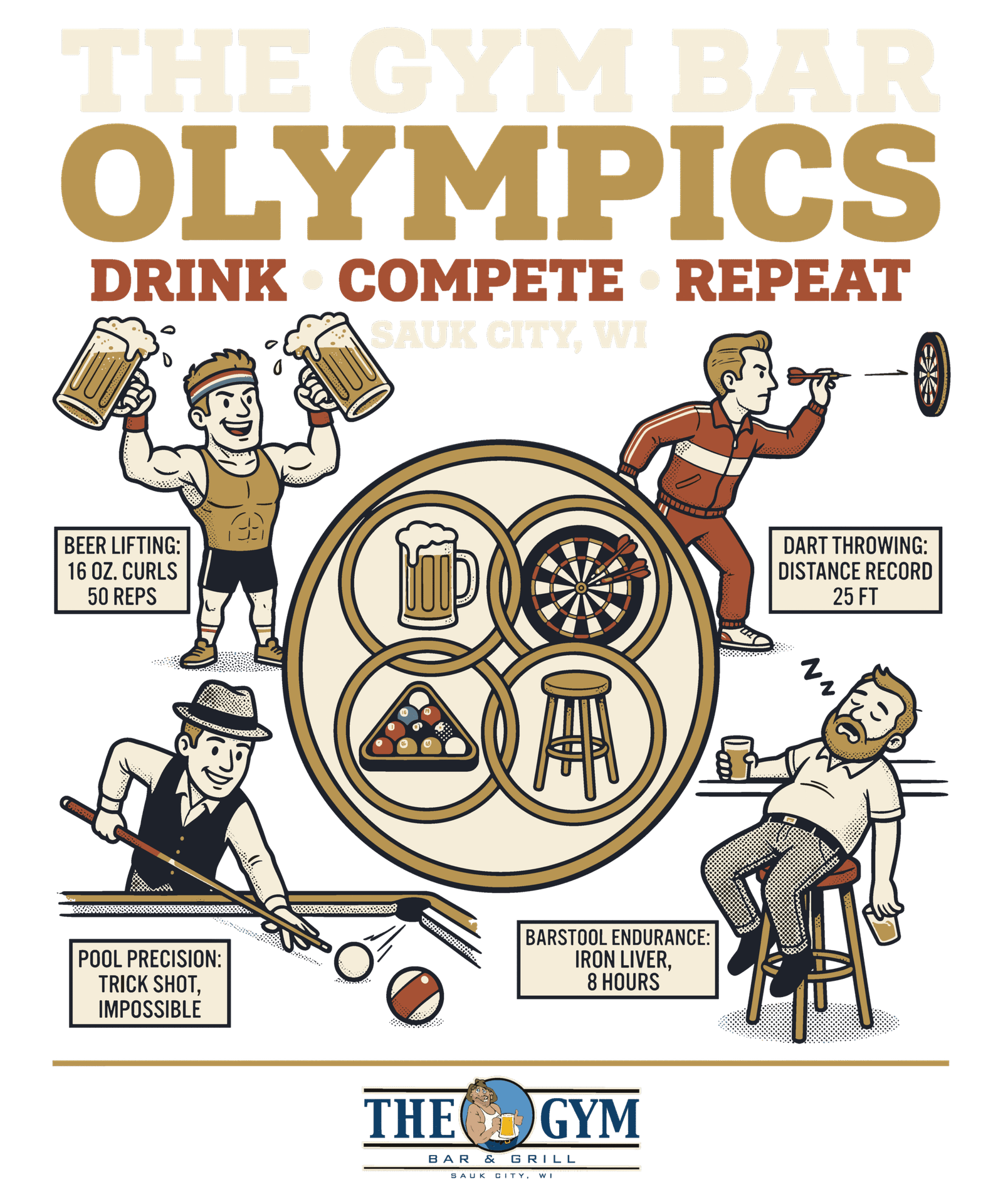 The Gym Bar Olympics Sauk City tee sold through the THC Factor™ affiliate program by GreenRX™