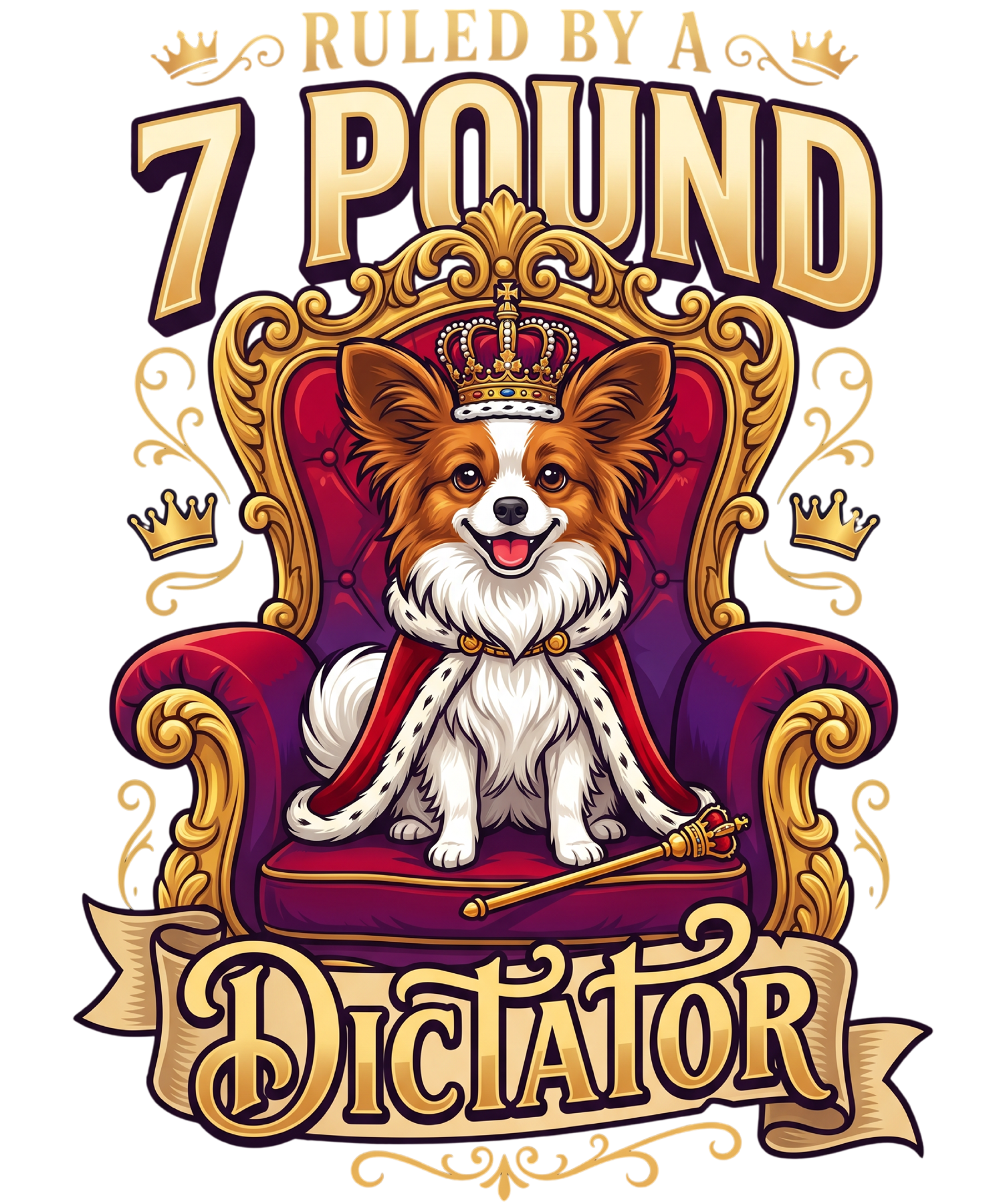 Ruled by a 7 Pound Dictator dog tee available to affiliate program partners at THC Factor™ by GreenRX™